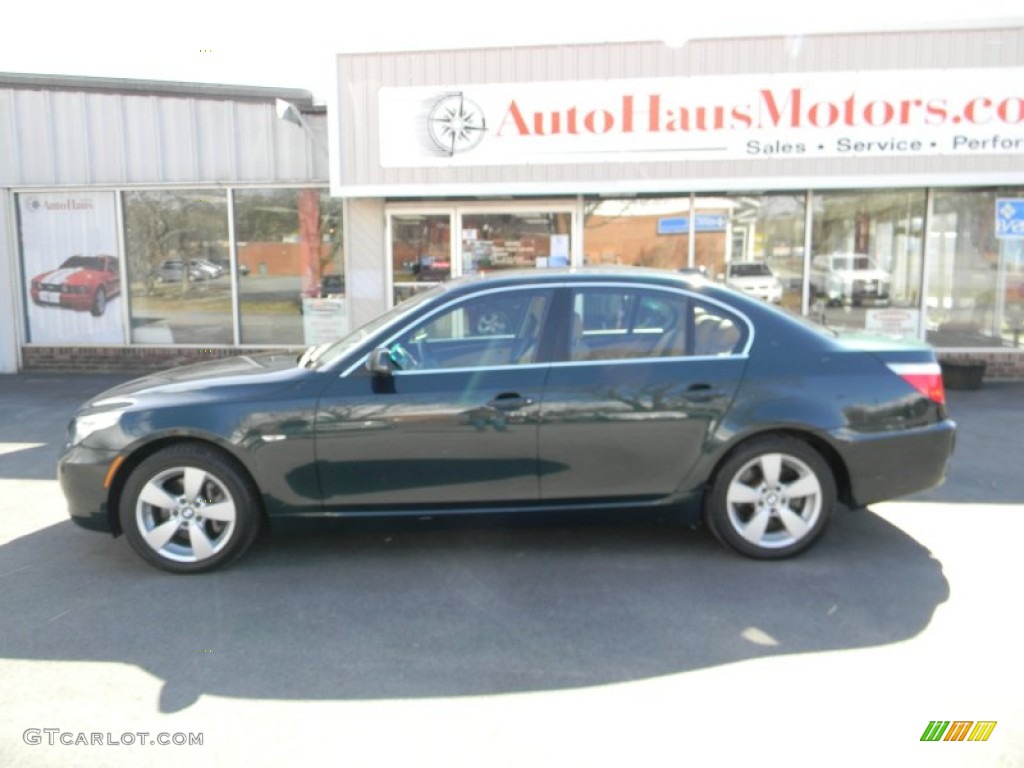 2008 5 Series 528xi Sedan - Deep Green Metallic / Natural Brown photo #2