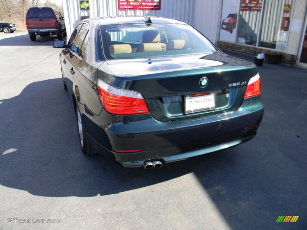 2008 5 Series 528xi Sedan - Deep Green Metallic / Natural Brown photo #4