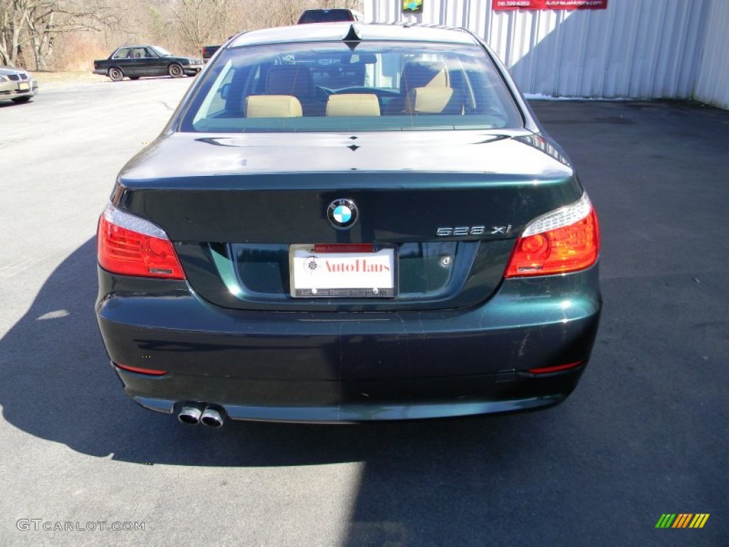 2008 5 Series 528xi Sedan - Deep Green Metallic / Natural Brown photo #5