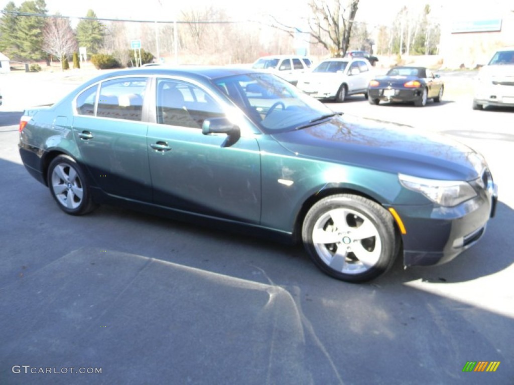 2008 5 Series 528xi Sedan - Deep Green Metallic / Natural Brown photo #8