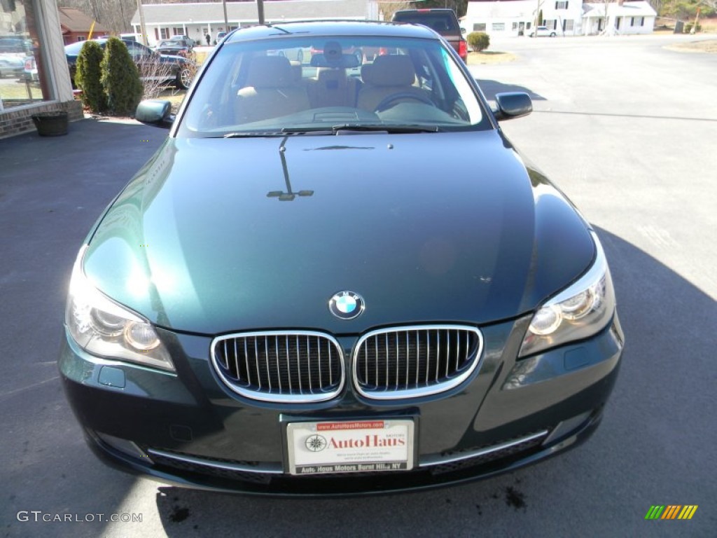 2008 5 Series 528xi Sedan - Deep Green Metallic / Natural Brown photo #10