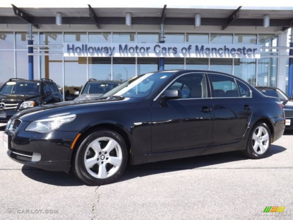 2008 5 Series 535xi Sedan - Jet Black / Natural Brown photo #1