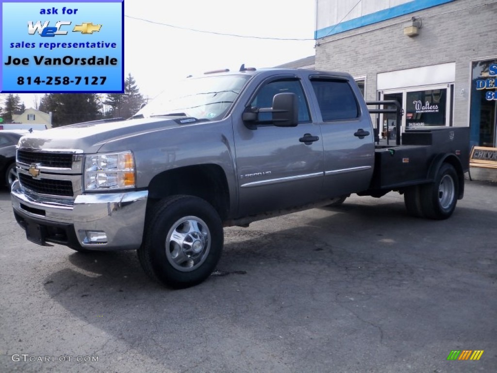 2008 Silverado 3500HD LT Crew Cab 4x4 Dually - Graystone Metallic / Ebony photo #1