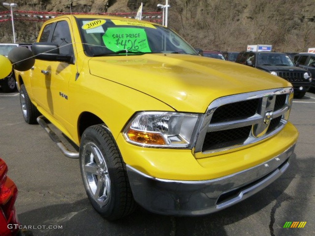 Detonator Yellow 2009 Dodge Ram 1500 SLT Quad Cab 4x4 Exterior Photo #79417031