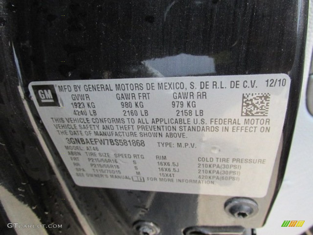 2011 Chevrolet HHR LS Info Tag Photos