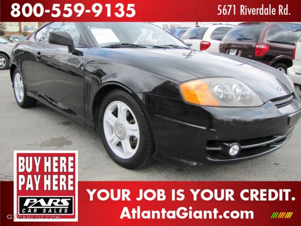 2003 Tiburon GT V6 - Jet Black / Black photo #4