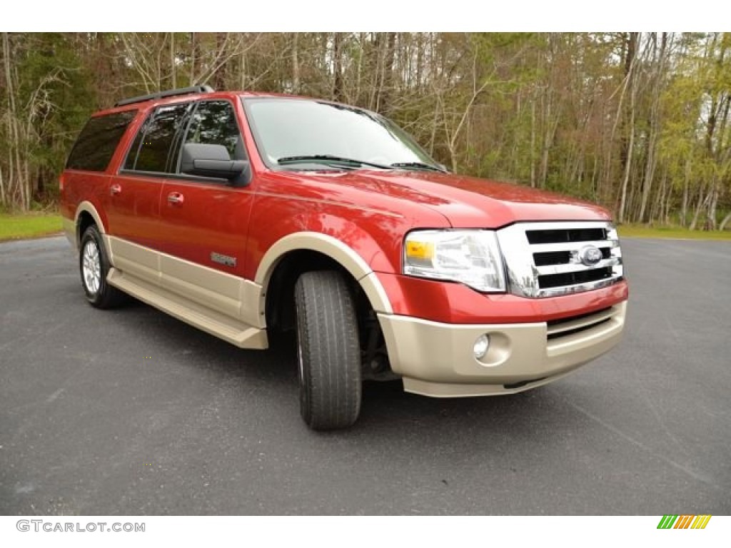 2007 Expedition EL Eddie Bauer - Redfire Metallic / Charcoal Black/Camel photo #3