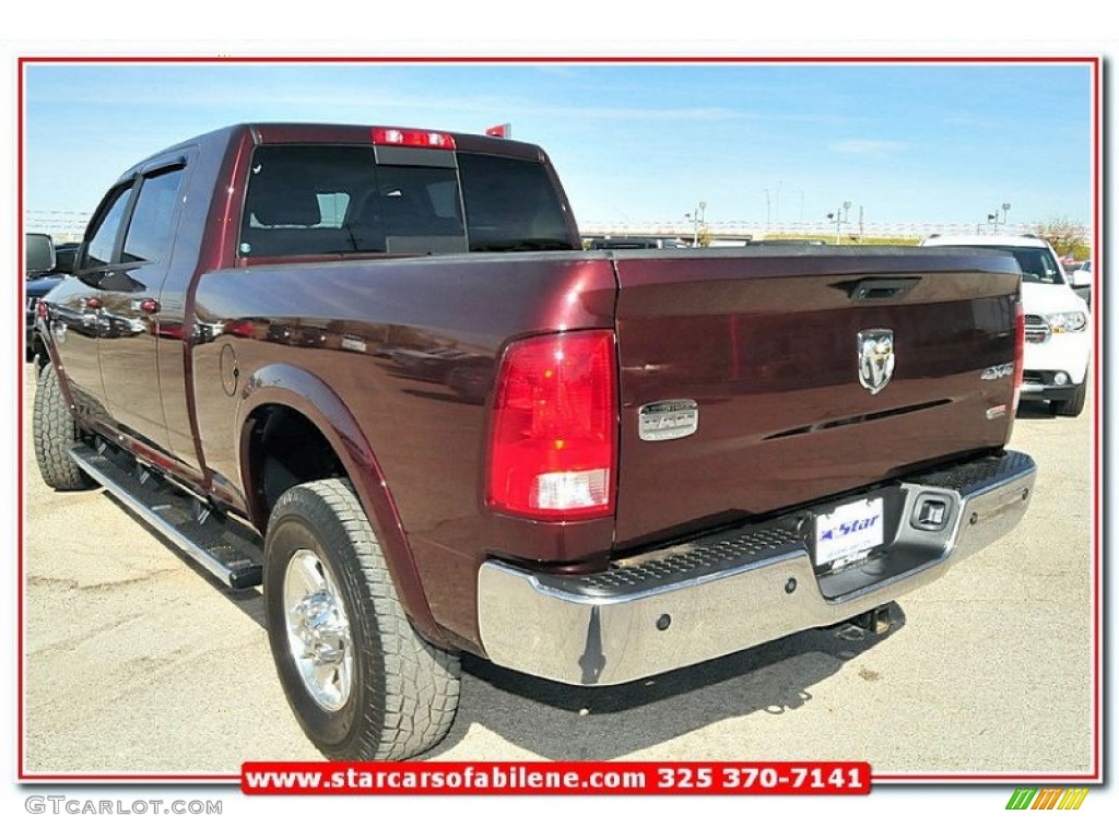 2012 Ram 2500 HD Laramie Longhorn Mega Cab 4x4 - Deep Molten Red Pearl / Light Pebble Beige/Bark Brown photo #4