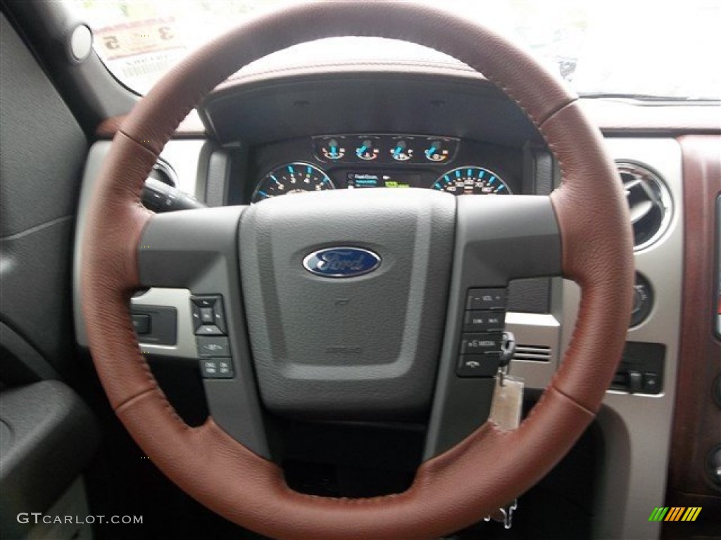 2013 Ford F150 King Ranch SuperCrew 4x4 King Ranch Chaparral Leather Steering Wheel Photo #79447730