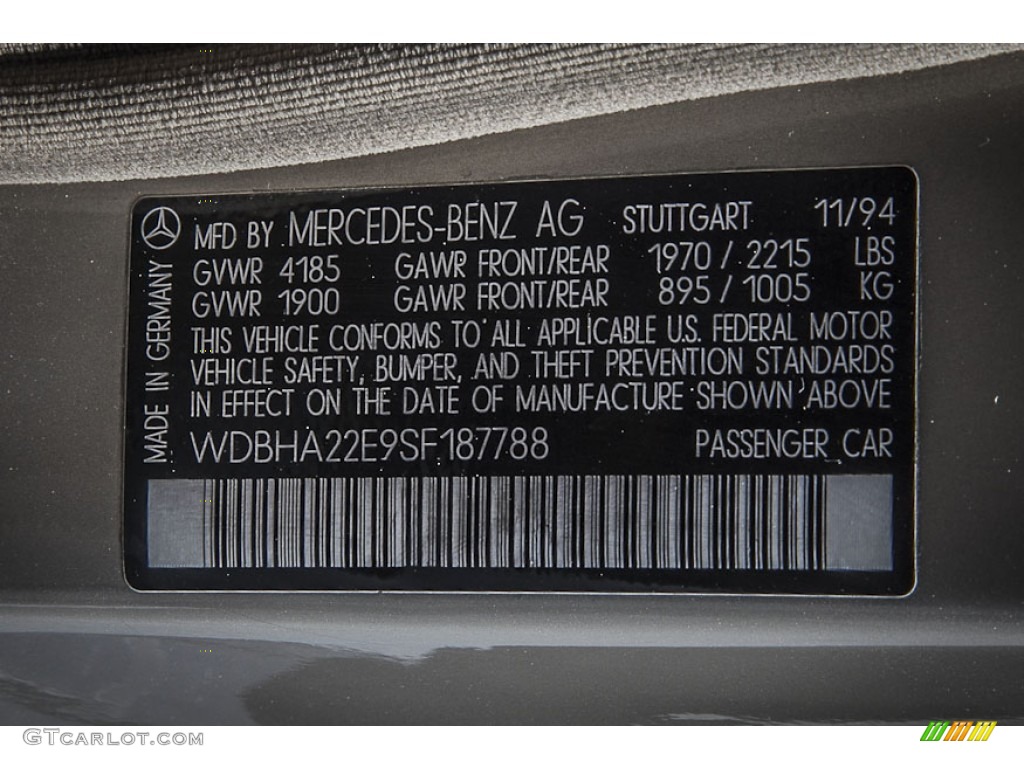 1995 Mercedes-Benz C 220 Sedan Info Tag Photos