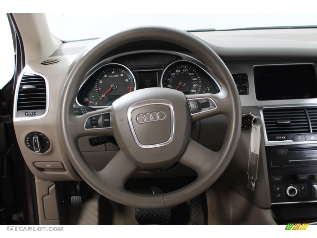 2010 Audi Q7 3.6 Premium Plus quattro Cardamom Beige Steering Wheel Photo #79452303
