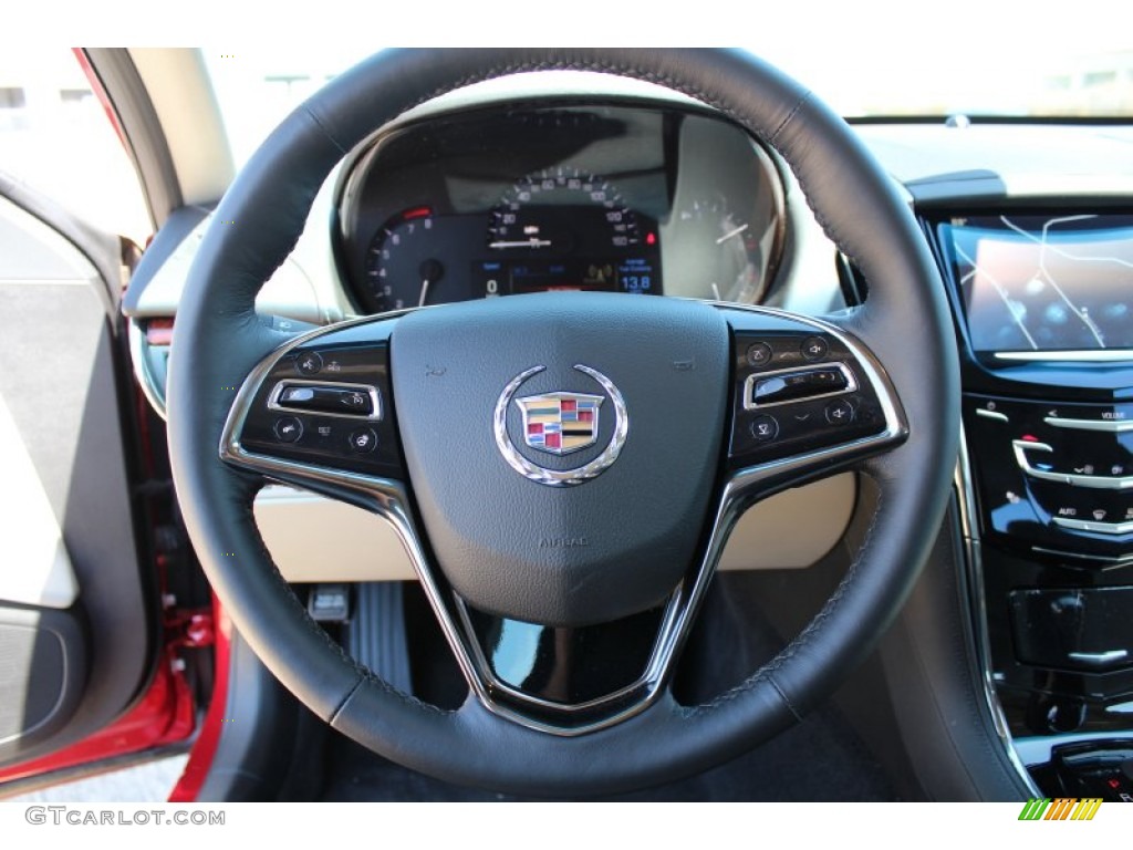 2013 Cadillac ATS 2.0L Turbo Luxury Light Platinum/Jet Black Accents Steering Wheel Photo #79452929