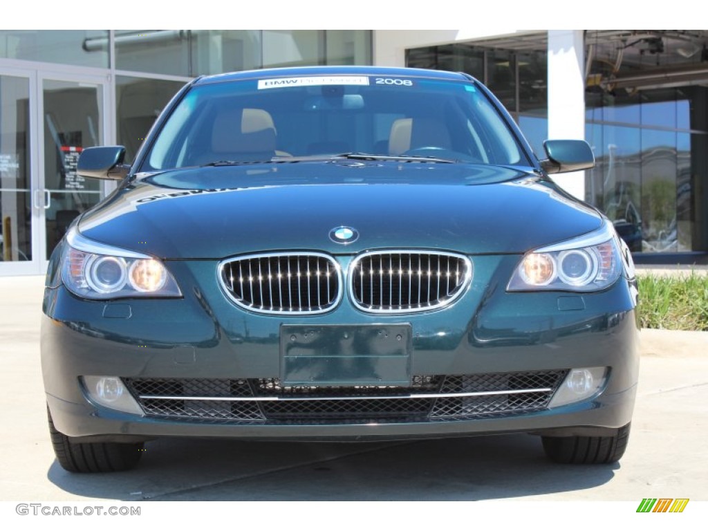 2008 5 Series 528i Sedan - Deep Green Metallic / Natural Brown photo #7