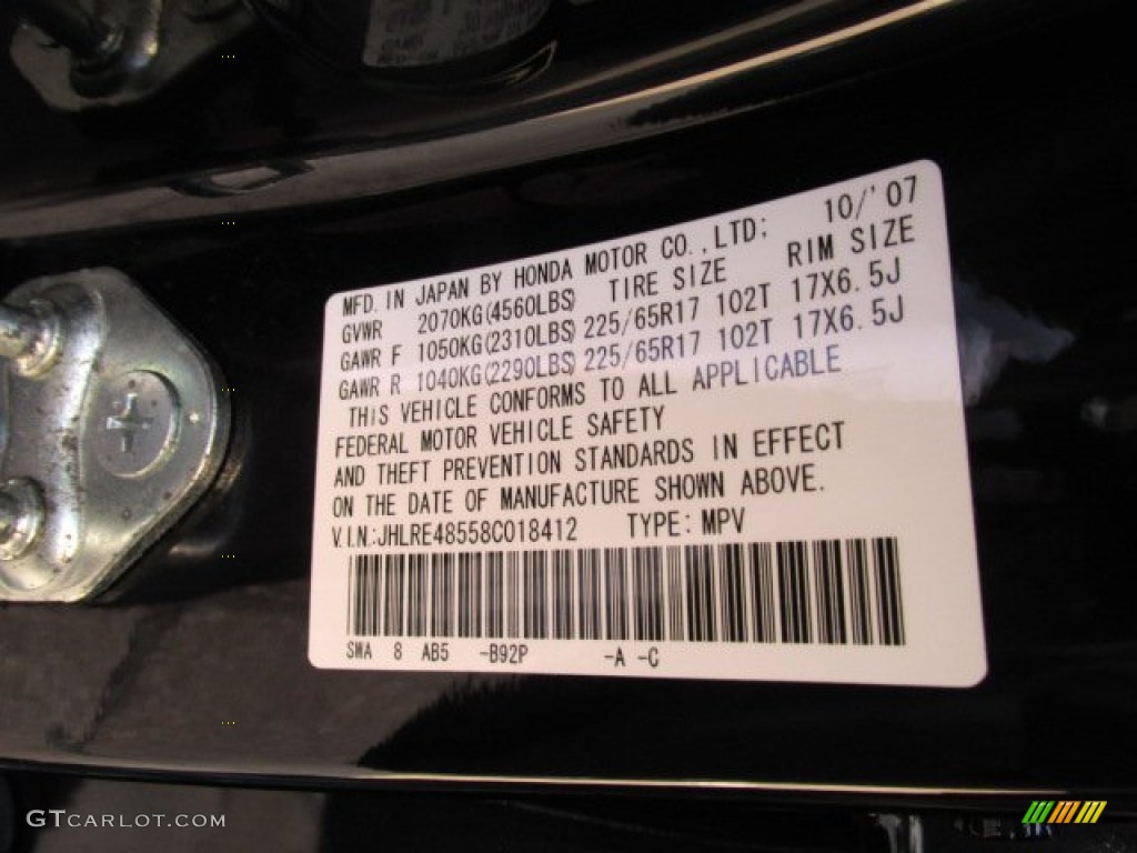 2008 CR-V EX 4WD - Nighthawk Black Pearl / Black photo #19