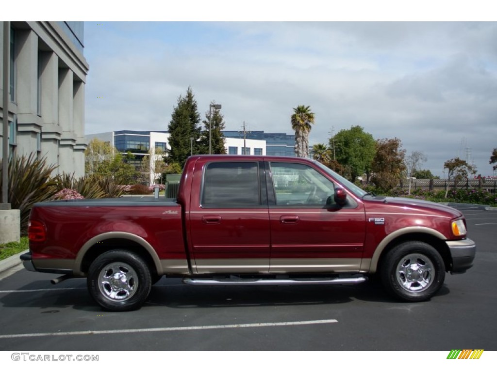 2003 F150 Lariat SuperCrew - Burgundy Red Metallic / Medium Parchment Beige photo #3
