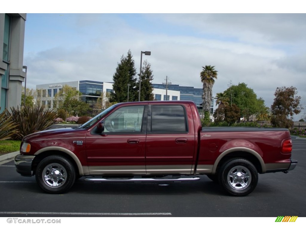 2003 F150 Lariat SuperCrew - Burgundy Red Metallic / Medium Parchment Beige photo #4
