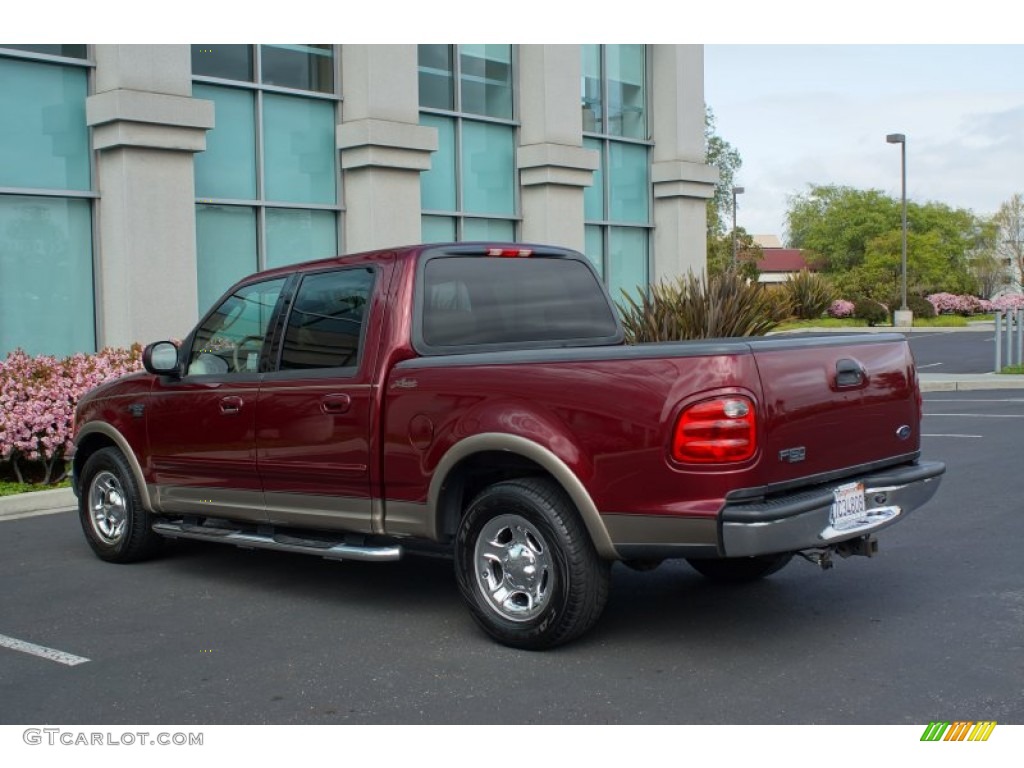2003 F150 Lariat SuperCrew - Burgundy Red Metallic / Medium Parchment Beige photo #5