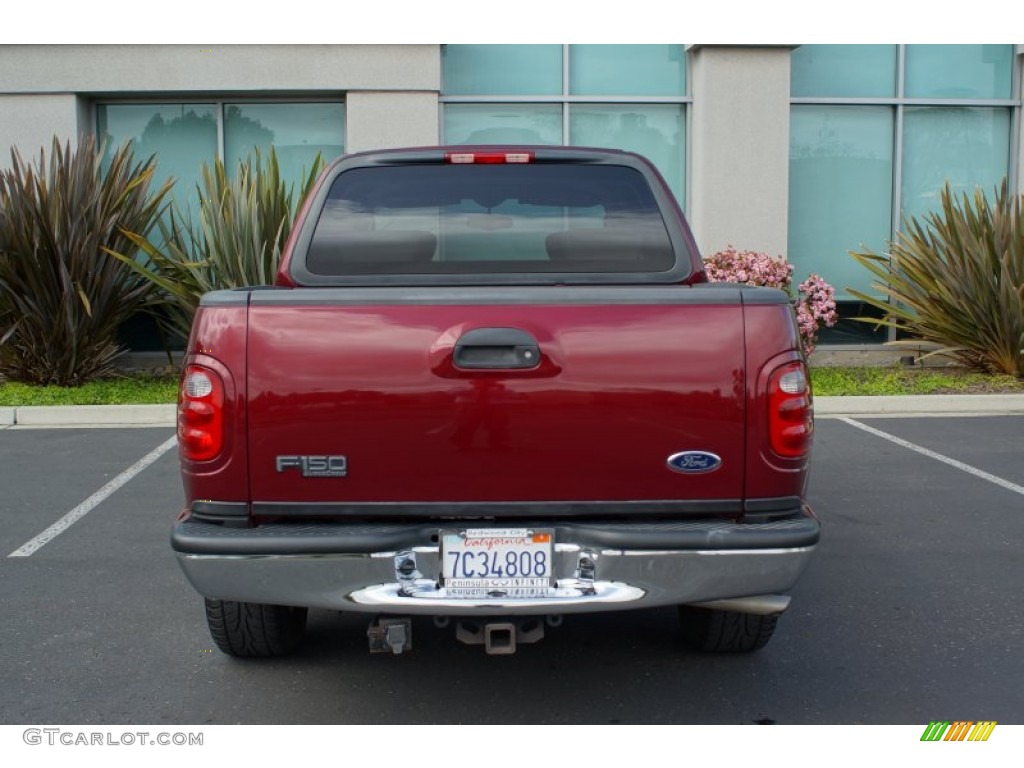 2003 F150 Lariat SuperCrew - Burgundy Red Metallic / Medium Parchment Beige photo #6
