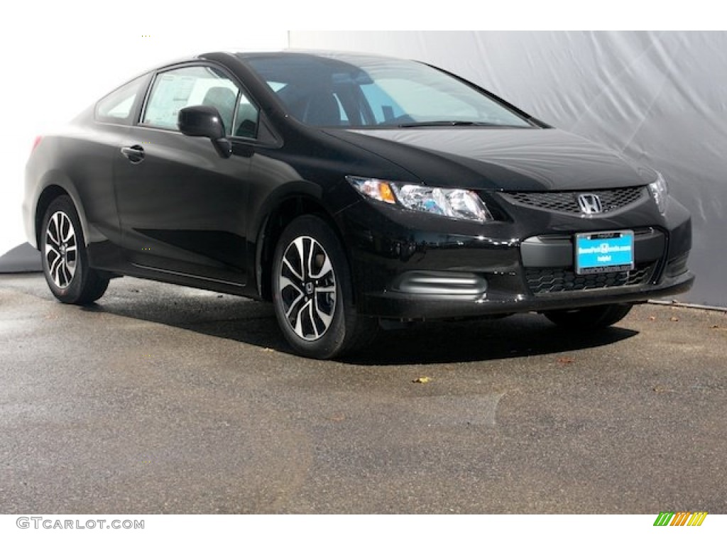 2013 Civic EX Coupe - Crystal Black Pearl / Gray photo #1