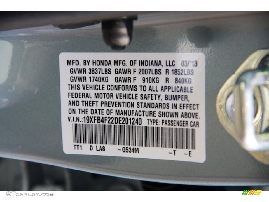 2013 Civic Color Code G534M for Green Opal Metallic Photo #79461277
