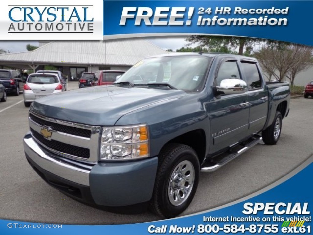 2008 Silverado 1500 LT Crew Cab - Blue Granite Metallic / Light Titanium/Ebony Accents photo #1