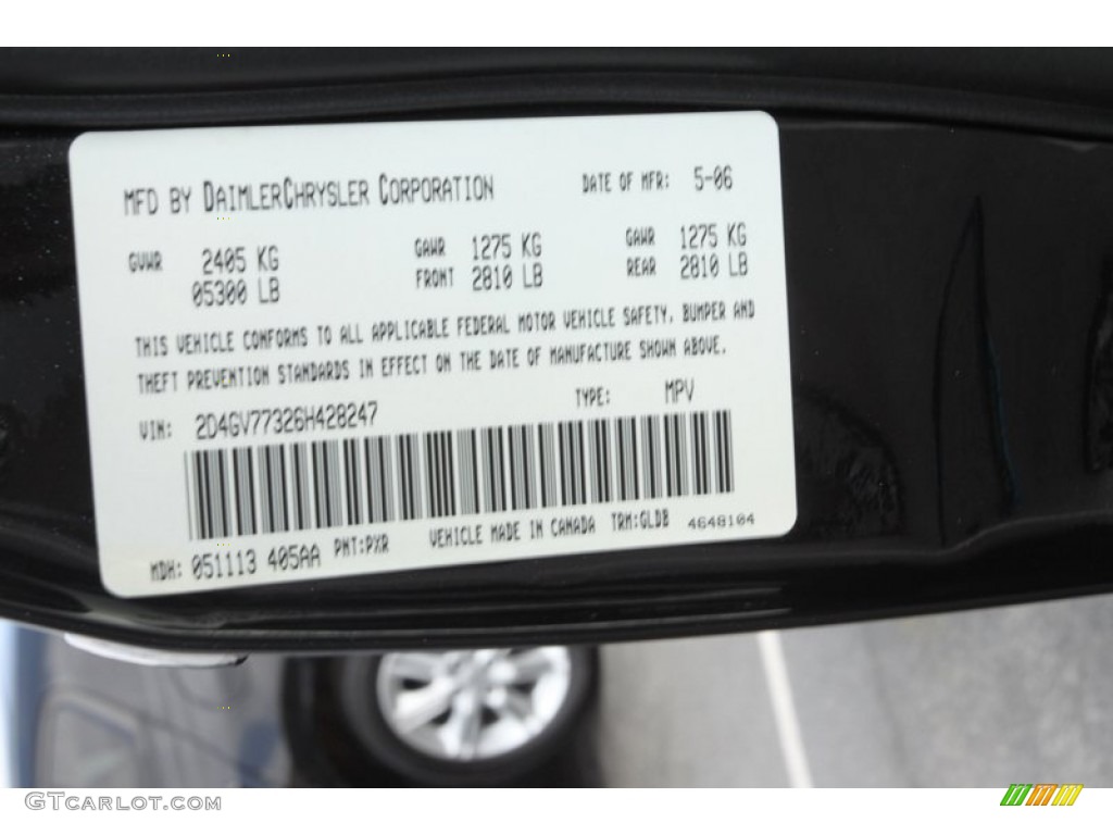 2006 Dodge Magnum SRT-8 Color Code Photos