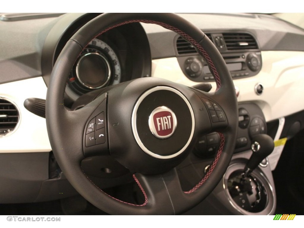 2012 Fiat 500 Pink Ribbon Limited Edition Pelle Nera/Nera (Black/Black) Steering Wheel Photo #79466548