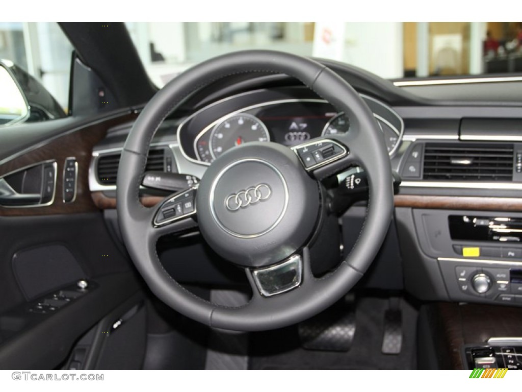 2013 Audi A7 3.0T quattro Prestige Black Steering Wheel Photo #79466876