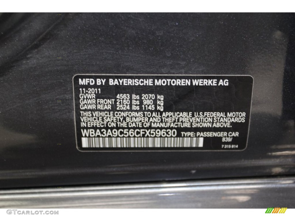 2012 BMW 3 Series 335i Sedan Color Code Photos