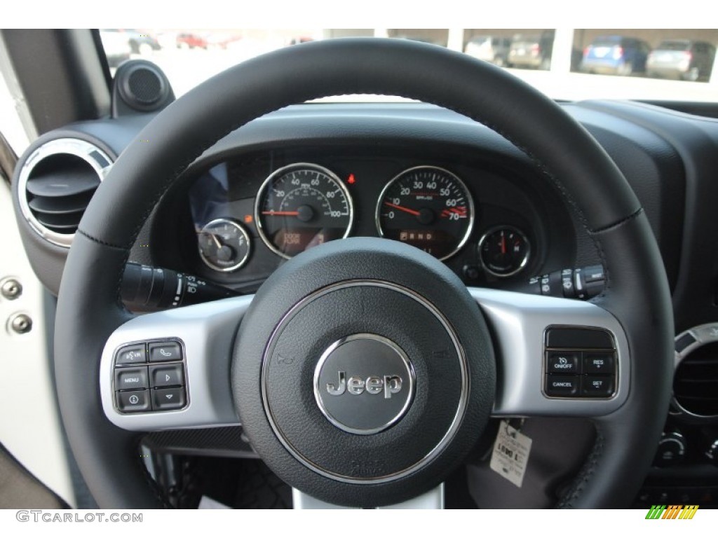 2013 Jeep Wrangler Unlimited Rubicon 10th Anniversary Edition 4x4 Rubicon 10th Anniversary Edition Black Steering Wheel Photo #79468055