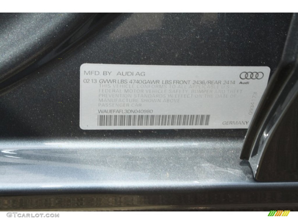 2013 A4 2.0T Sedan - Monsoon Gray Metallic / Black photo #27
