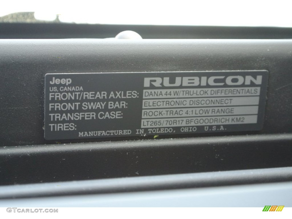 2013 Jeep Wrangler Unlimited Rubicon 10th Anniversary Edition 4x4 Info Tag Photos