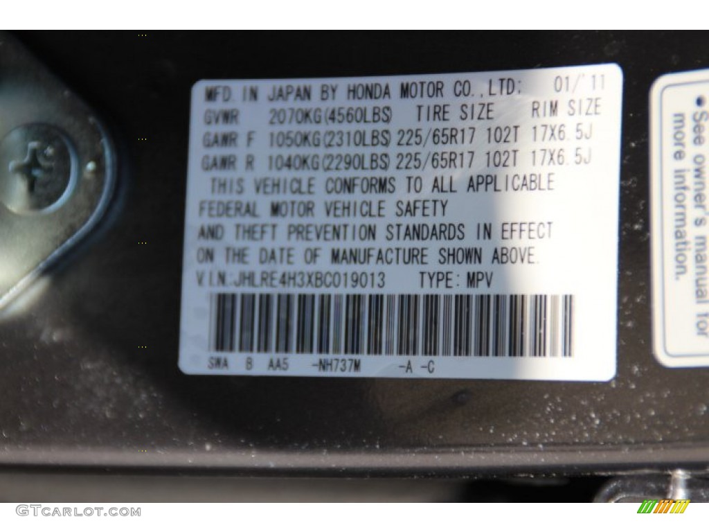 2011 CR-V LX 4WD - Polished Metal Metallic / Black photo #27
