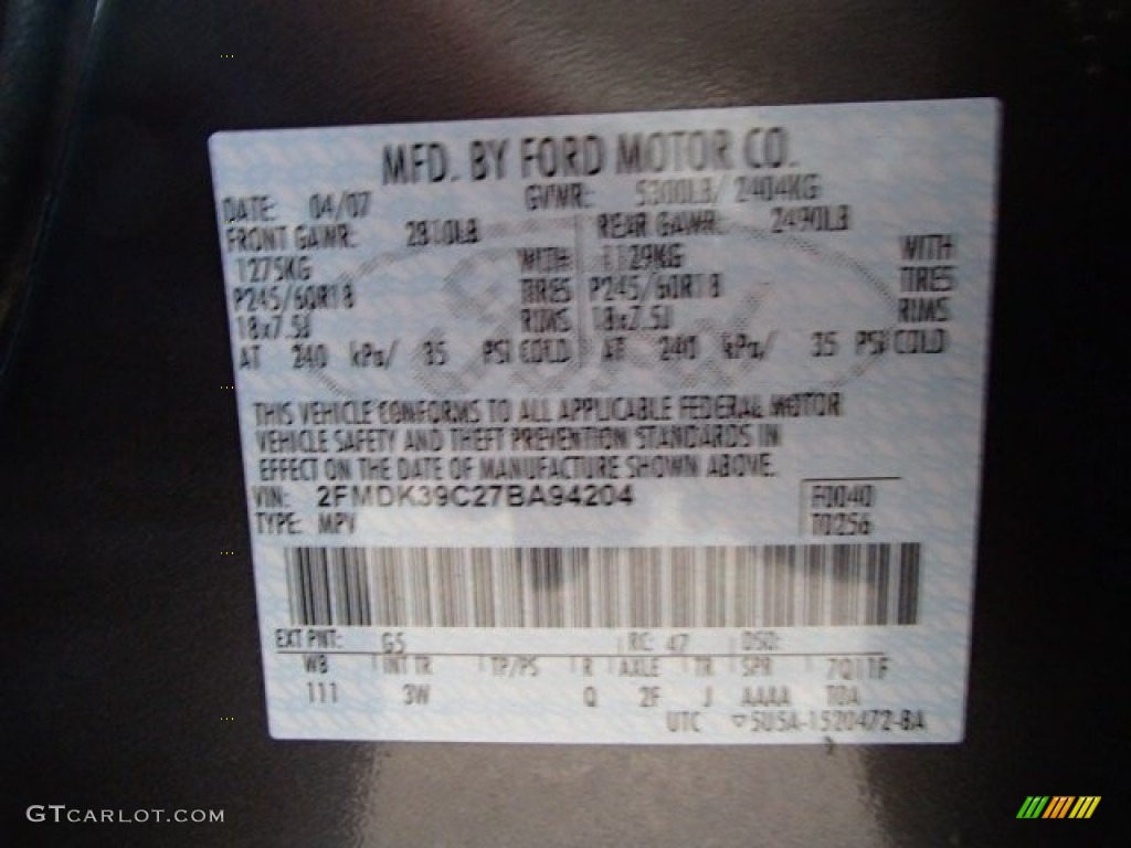 2007 Edge Color Code G5 for Carbon Metallic Photo #79473428