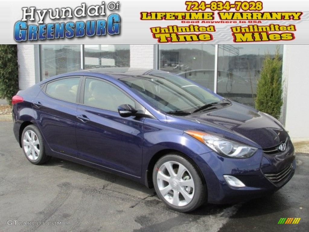 2013 Elantra Limited - Indigo Night / Beige photo #1