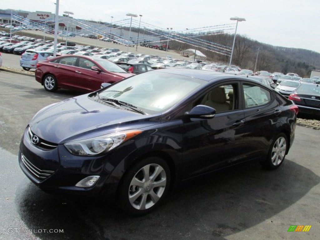 2013 Elantra Limited - Indigo Night / Beige photo #3