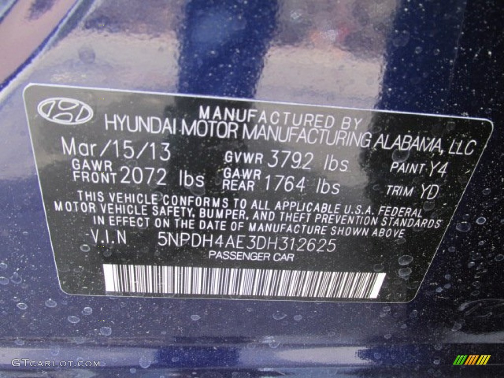 2013 Elantra Limited - Indigo Night / Beige photo #10
