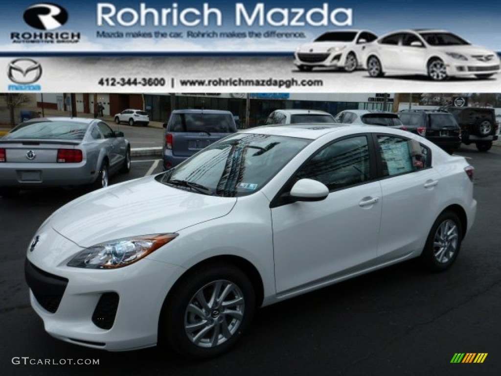 2013 MAZDA3 i Touring 4 Door - Crystal White Pearl Mica / Black photo #1