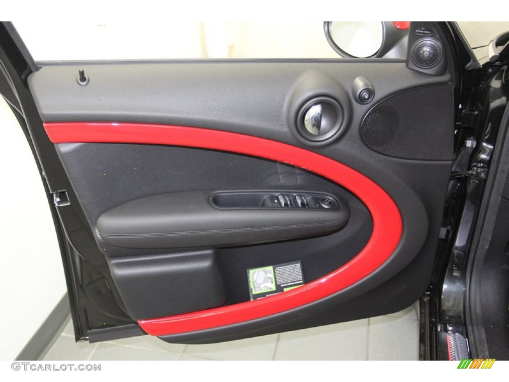 2013 Mini Cooper John Cooper Works Countryman All4 AWD Championship Lounge Leather/Red Piping Door Panel Photo #79481633