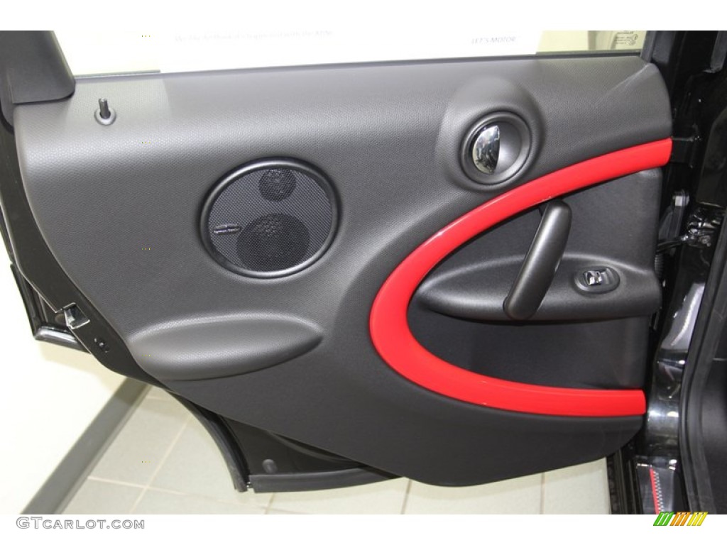 2013 Mini Cooper John Cooper Works Countryman All4 AWD Championship Lounge Leather/Red Piping Door Panel Photo #79481921