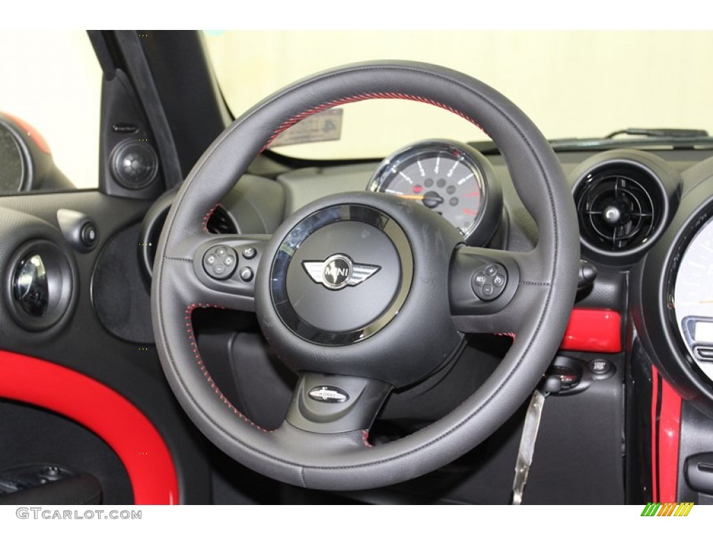 2013 Mini Cooper John Cooper Works Countryman All4 AWD Championship Lounge Leather/Red Piping Steering Wheel Photo #79481988