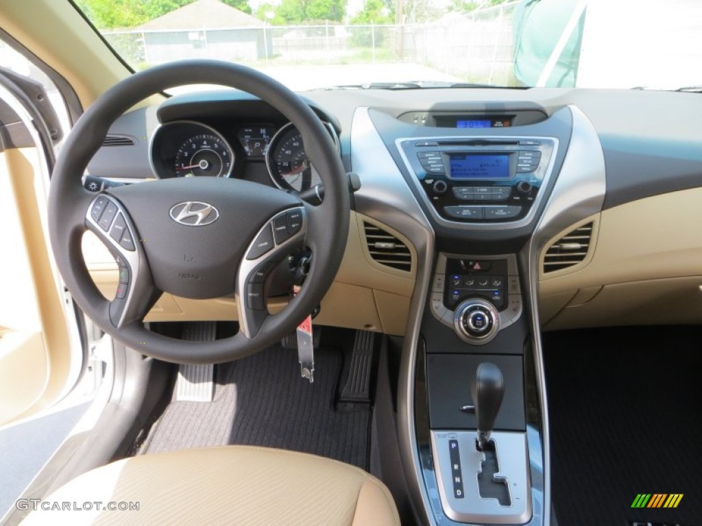 2013 Elantra GLS - Shimmering White / Beige photo #23