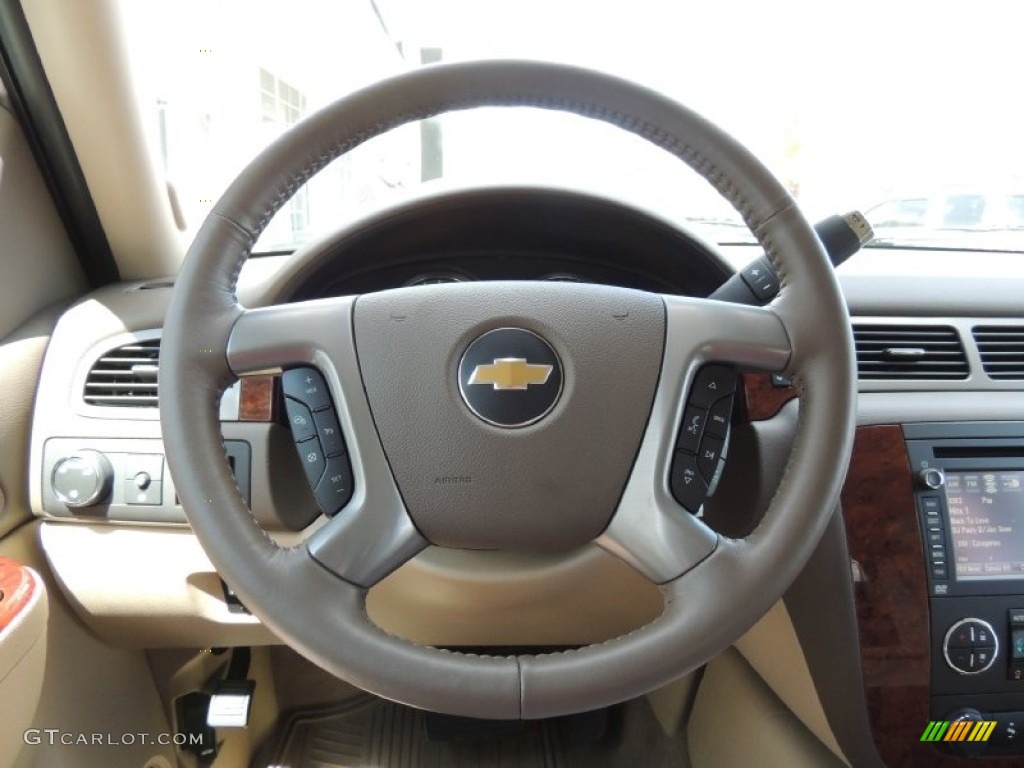 2012 Chevrolet Avalanche LTZ Dark Cashmere/Light Cashmere Steering Wheel Photo #79486111