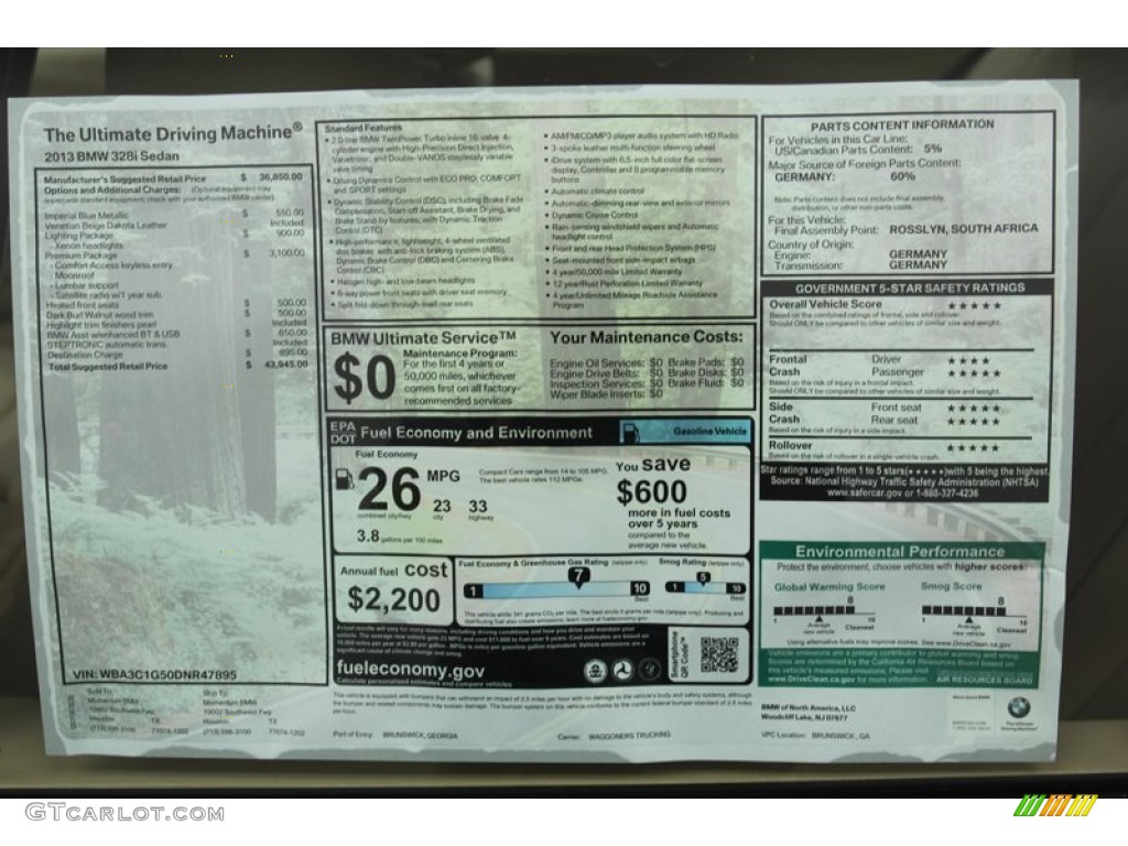 2013 3 Series 328i Sedan - Imperial Blue Metallic / Venetian Beige photo #30