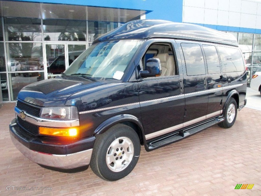 Dark Blue Metallic 2012 Chevrolet Express 1500 Passenger Conversion Van Exterior Photo #79503076