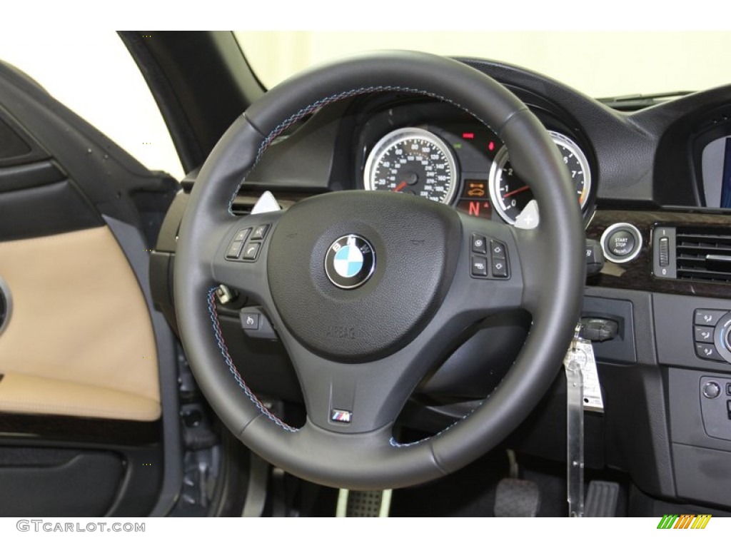2011 BMW M3 Convertible Bamboo Beige Novillo Leather Steering Wheel Photo #79505096