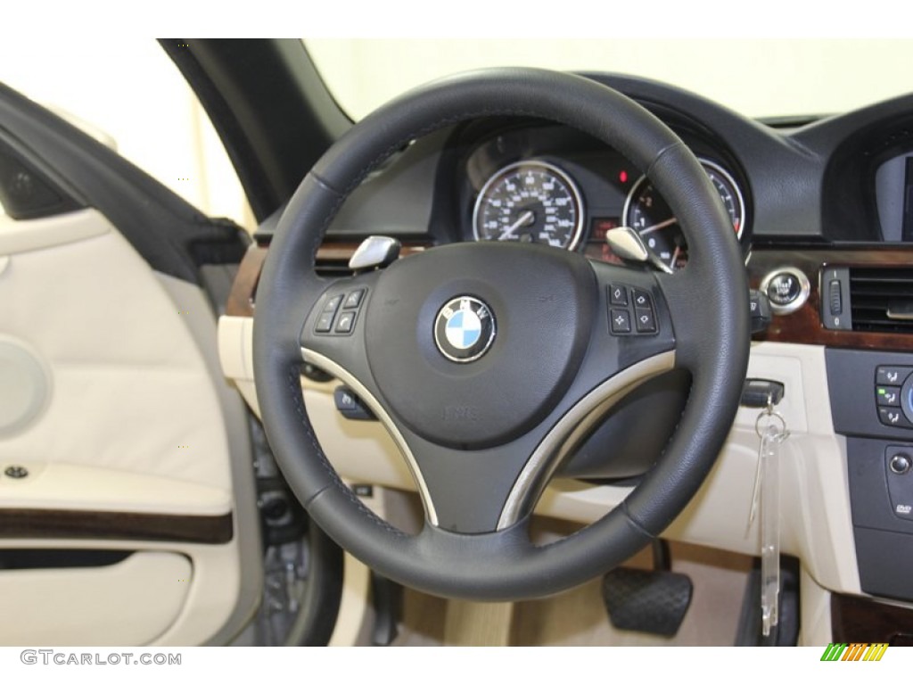 2007 BMW 3 Series 335i Convertible Cream Beige Steering Wheel Photo #79508698