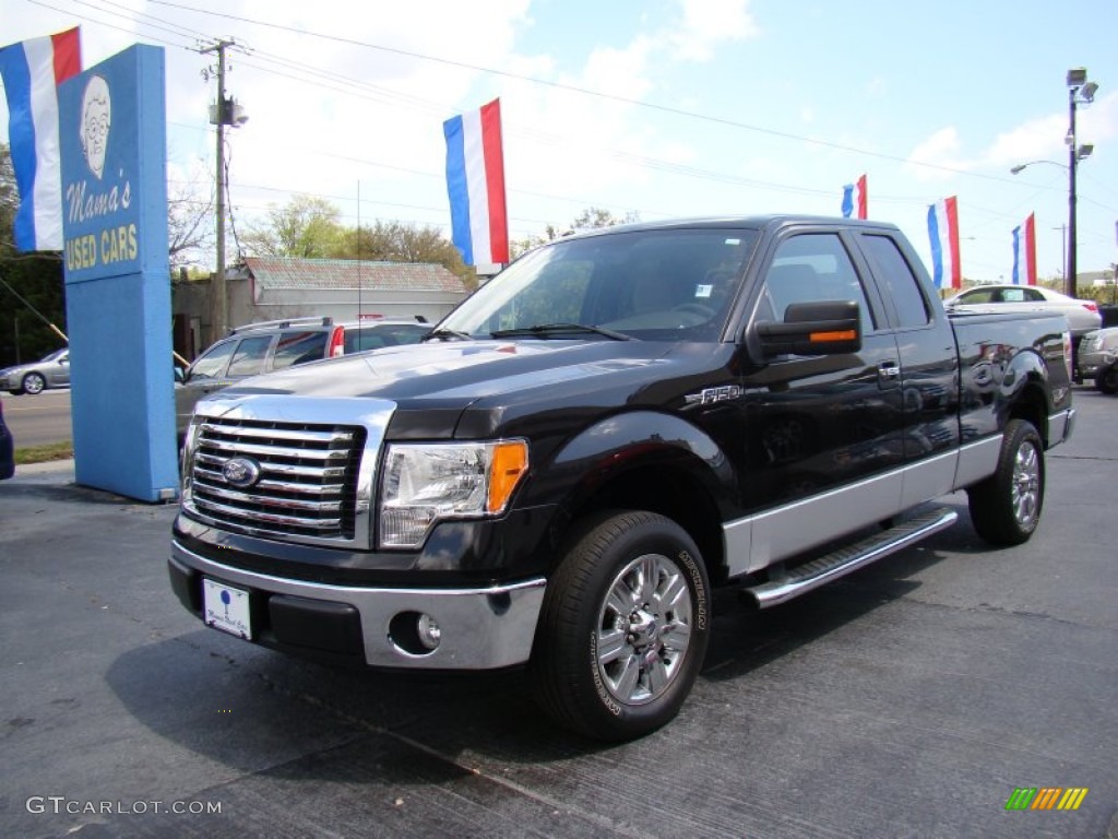 2010 F150 XLT SuperCab - Tuxedo Black / Medium Stone photo #4