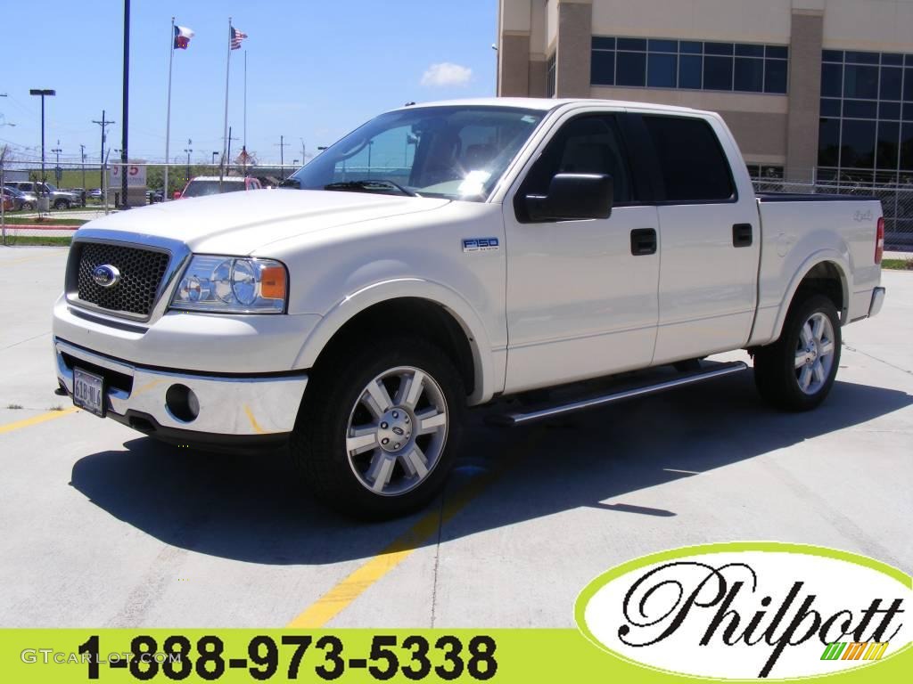 2007 F150 Lariat SuperCrew 4x4 - White Sand Tri-Coat / Tan photo #1