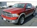 2010 Inferno Red Crystal Pearl Dodge Ram 1500 Laramie Crew Cab 4x4  photo #2